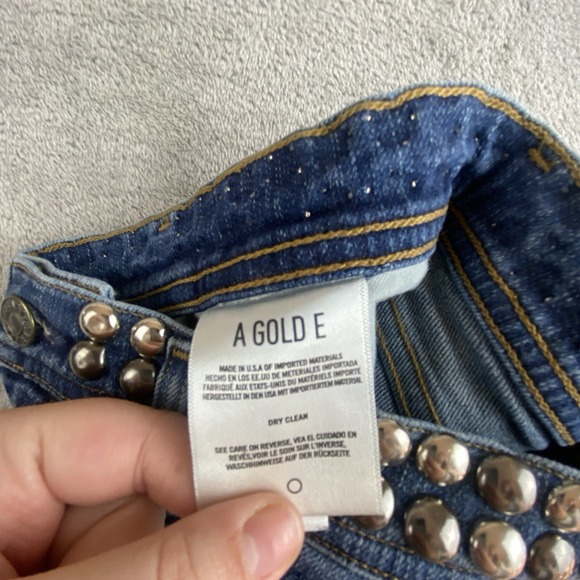 Agolde Roxxane Jeans Womens 27x26 Blue Denim Stretch Hi Rise Skinny Studded Punk - Picture 15 of 16